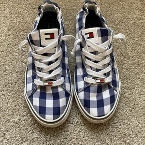 Navy Blue and White Gingham sneakers by Tommy Hilfiger